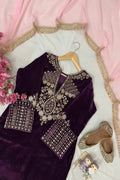 Stylish Velvet Embroidered Suit for Party Wear