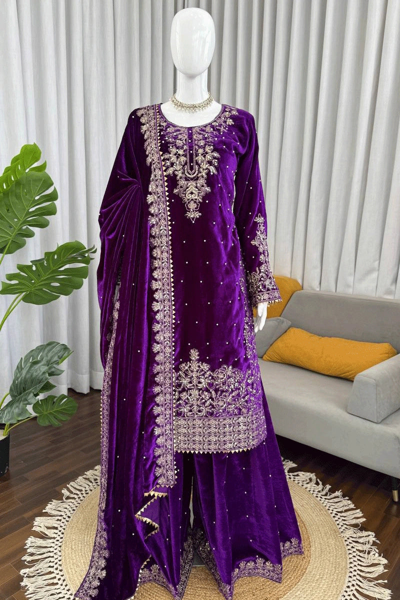 Stylish full sleeves Sharara dress