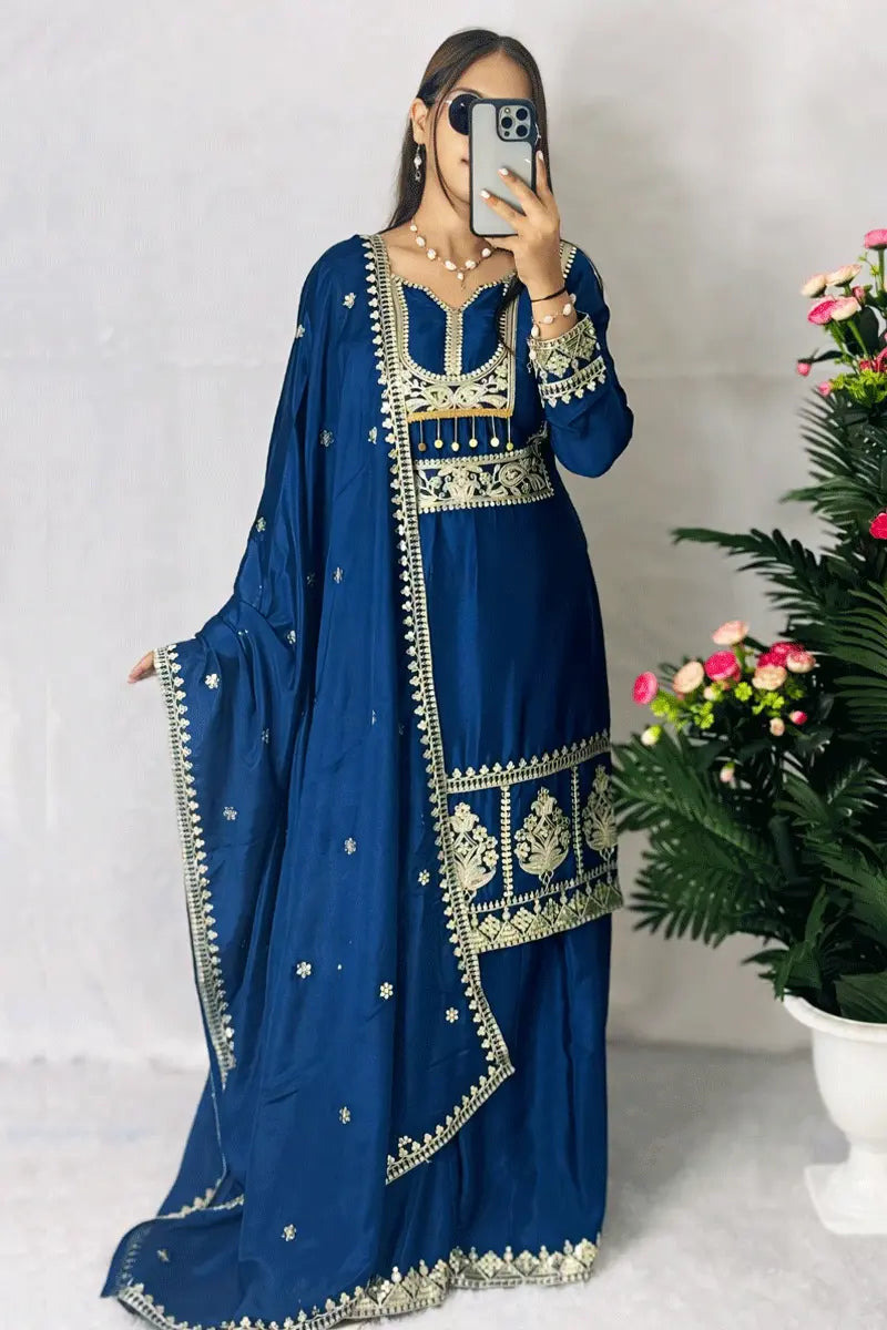 Teal Color Sharara Dress With Price