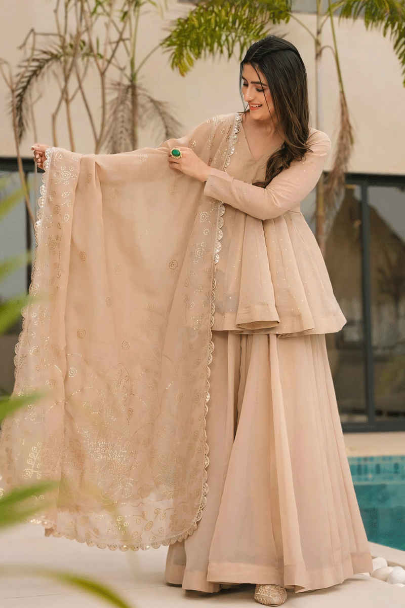 Cream Sharara Suit
