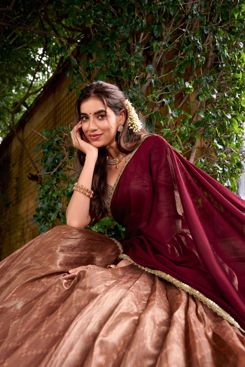 Telugu Style Silk Half Saree for Girls