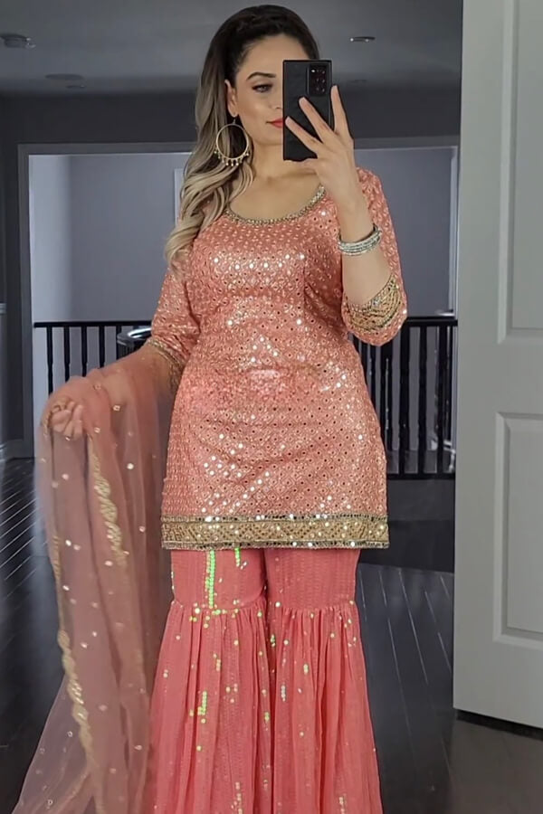 Modern Punjabi Sharara Suit Pics For Sisters - Anaya Designer Studio
