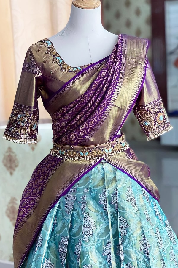 Traditional Pattu Lehenga Half Saree For Women 2022