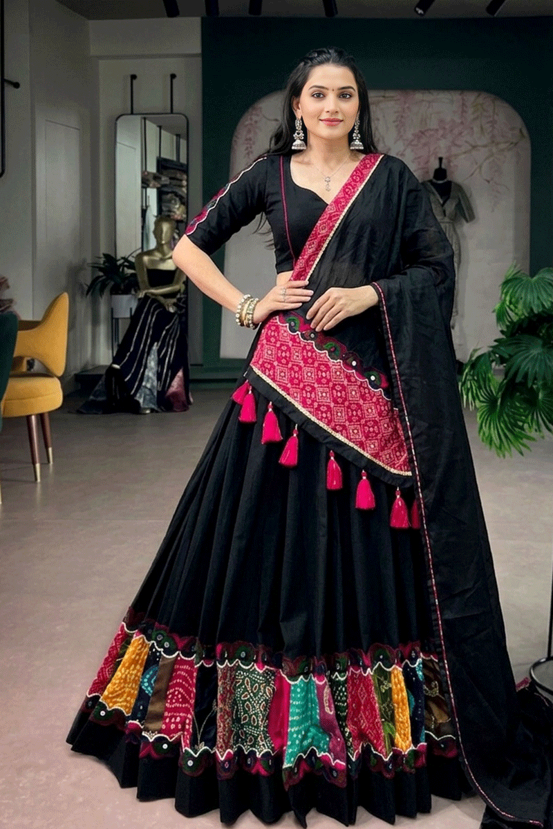 Traditional Black Chaniya Choli For Garba