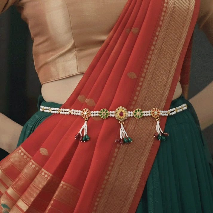 Traditional Floral Stone Kamarbandh for Wedding