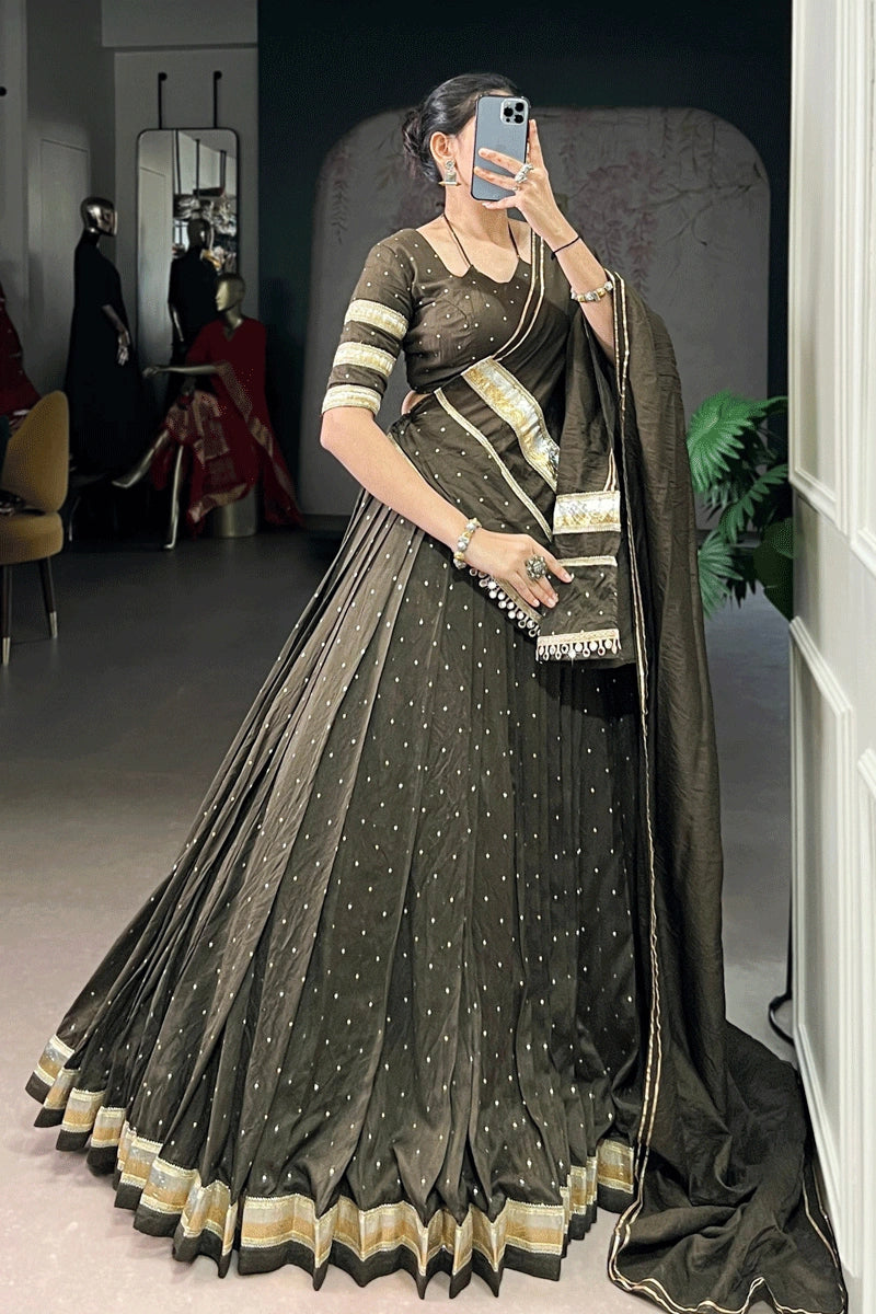 Traditional Mehndi Lehenga Choli for Bride