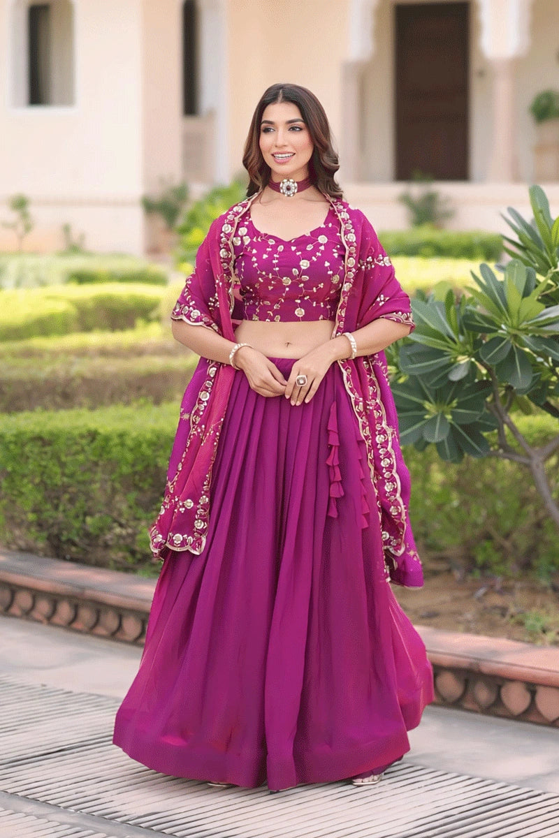 Traditional rani pink festive wear