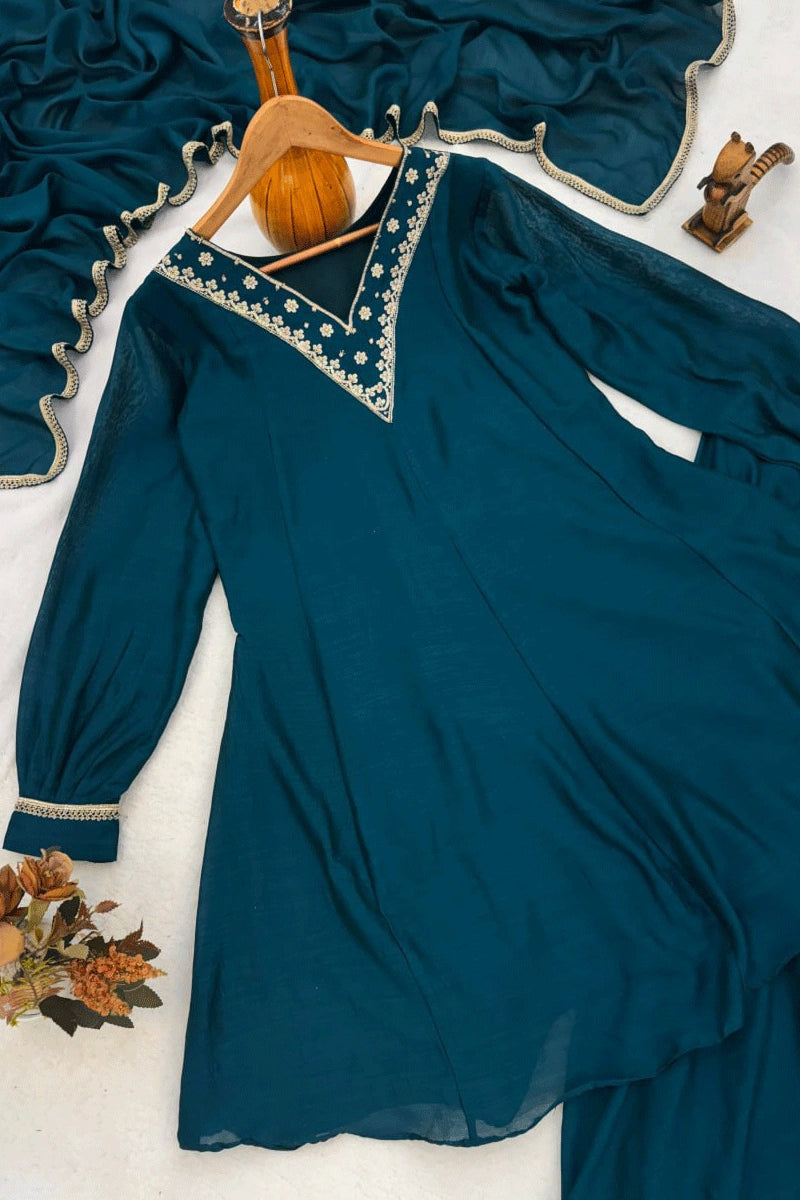 Traditional teal suit