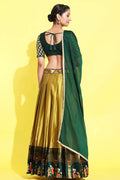 Trendy Lehnega Half Saree With Green Dupatta