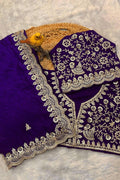 Trendy Sequence Work Dark Purple Saree for Reception