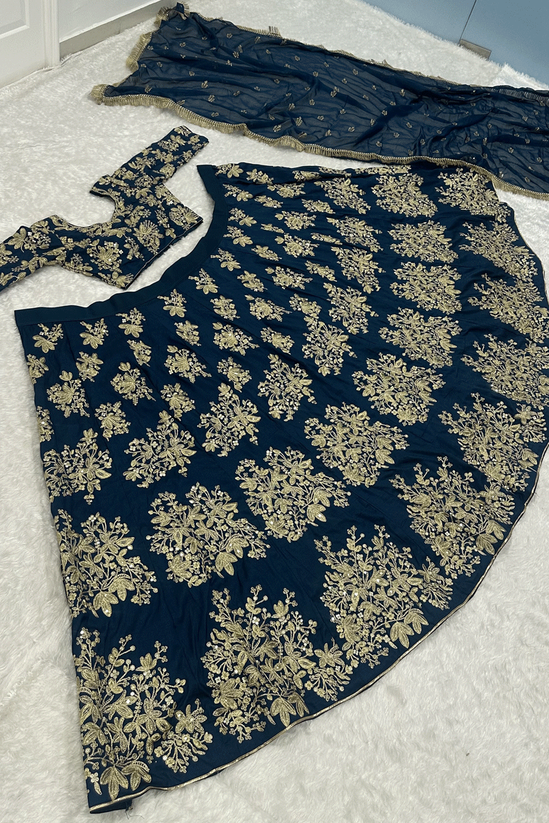Trendy Thread Embroidered Lehenga for Sangeet Wear