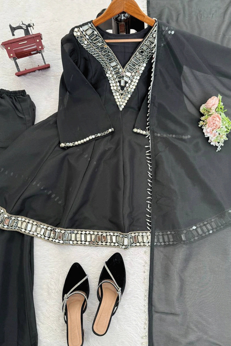 Trendy black festive sharara set