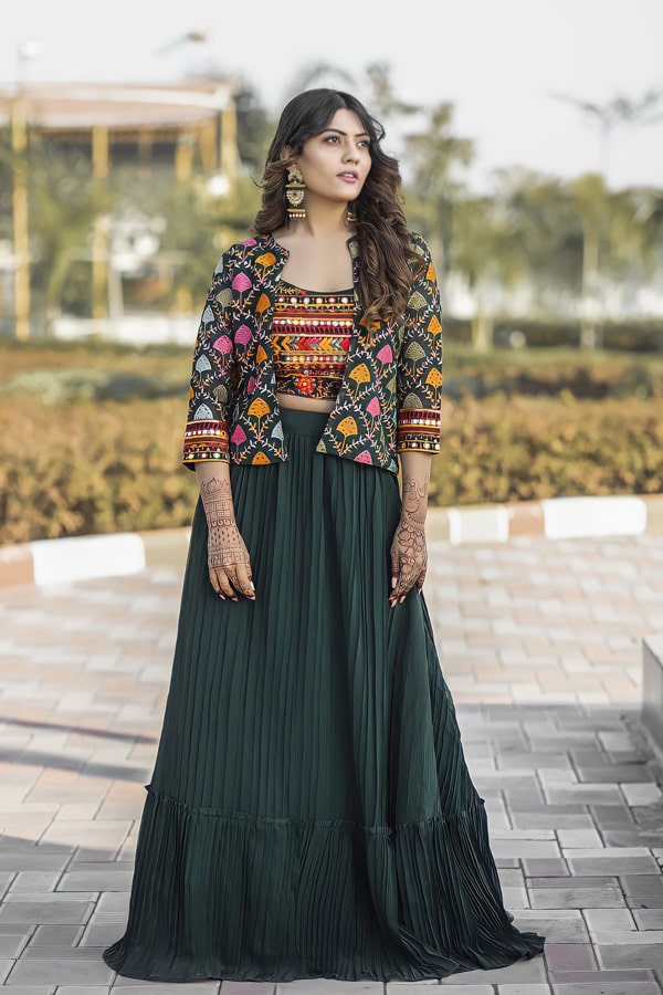 Party Wear Crop Top Lehenga Design With Jacket 2022 - Anaya Designer Studio