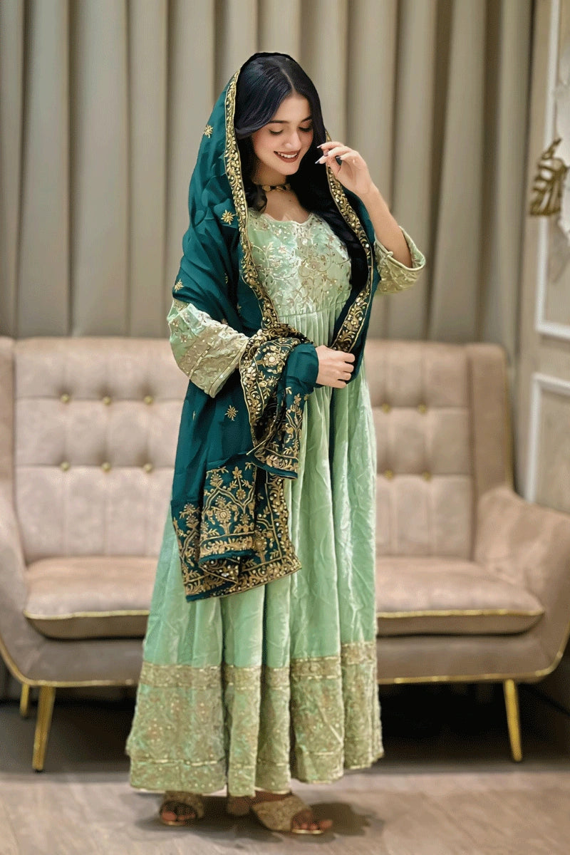 Velvet Gown With Dupatta