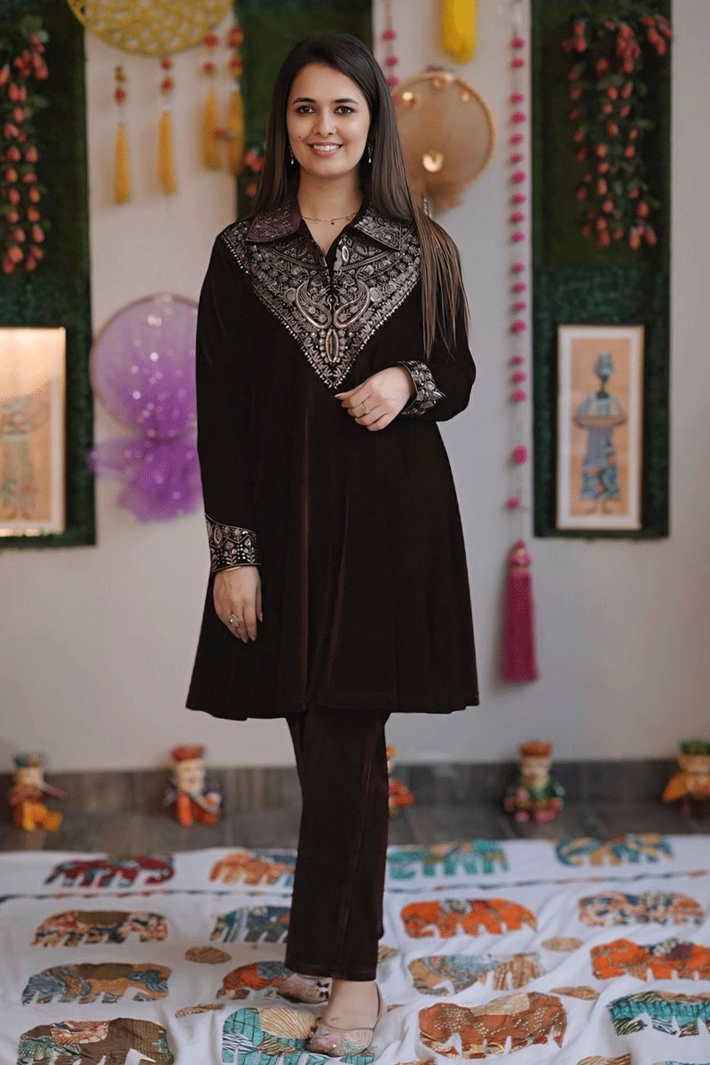 Velvet kurta set for girls