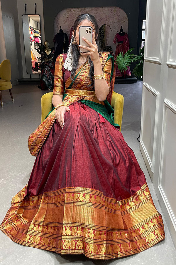 Latest Traditional Langa Voni Pattu Saree For Women