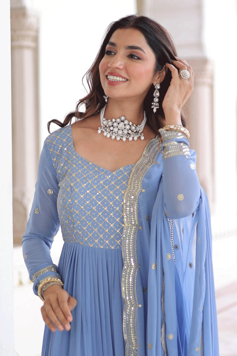 Sky Blue Anarkali Gown