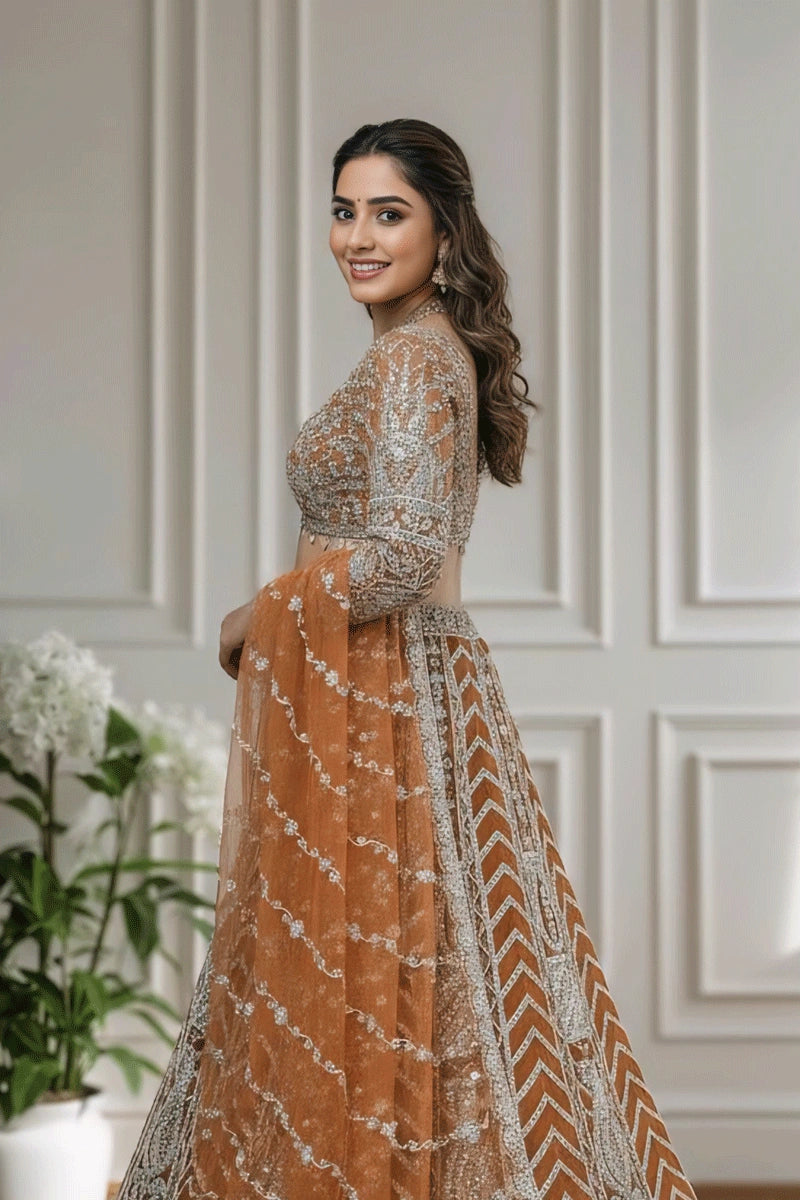 Orange Sangeet Lehenga