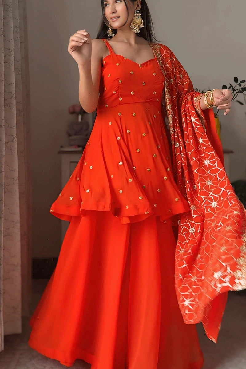 Wedding Special Sleeveless Sharara Suit 