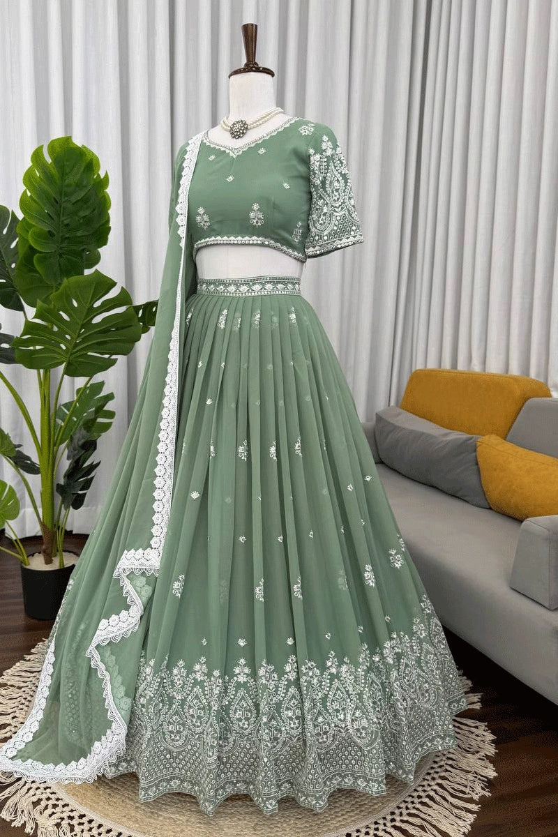 Wedding Wear Pista Lehenga Choli