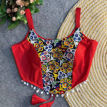 Designer Fully stitched Real Mirror Work Blouse For Garba