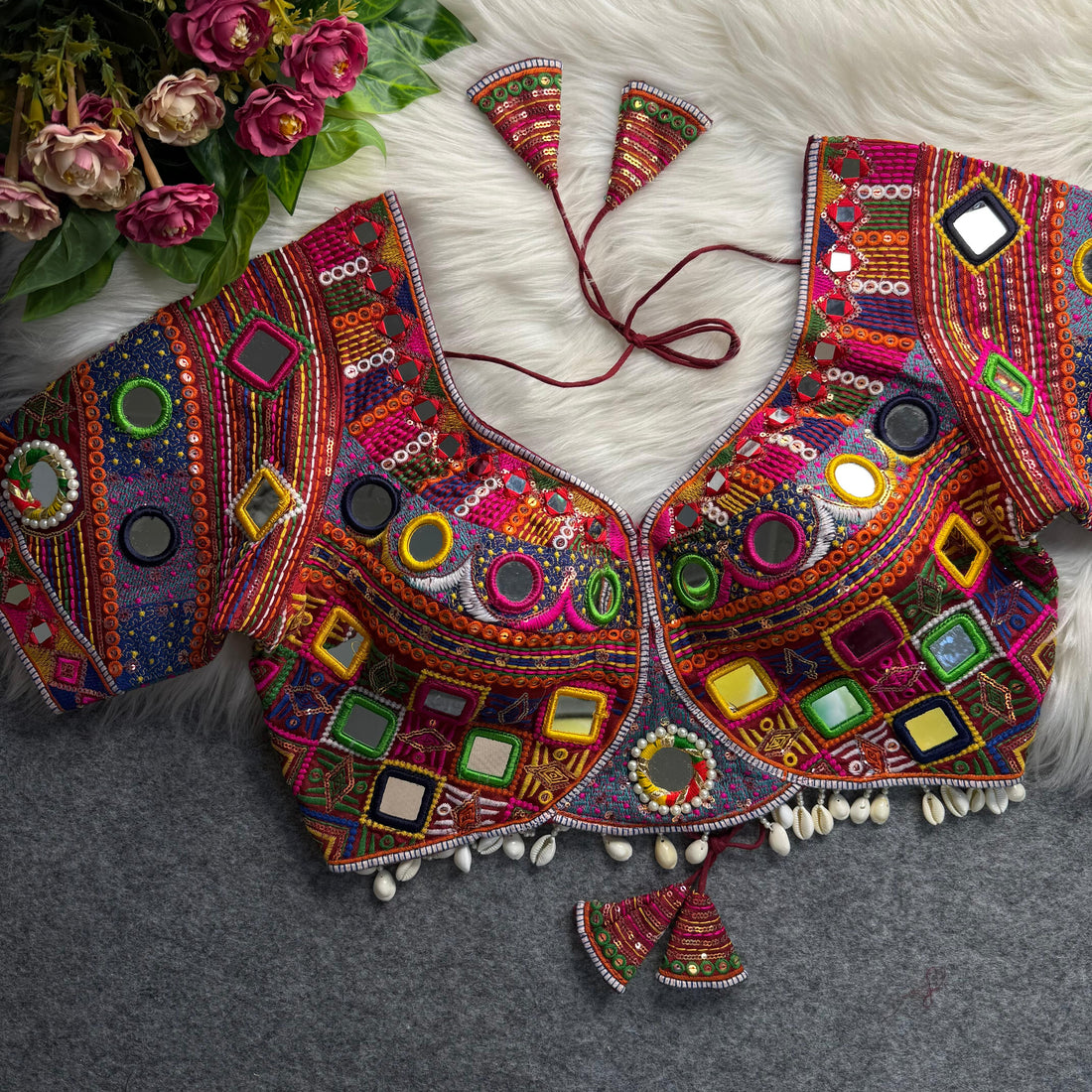 Traditional Heavy Real Mirror With Kodi Work Blouse For Navratri