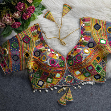 Traditional Heavy Real Mirror With Kodi Work Blouse For Navratri