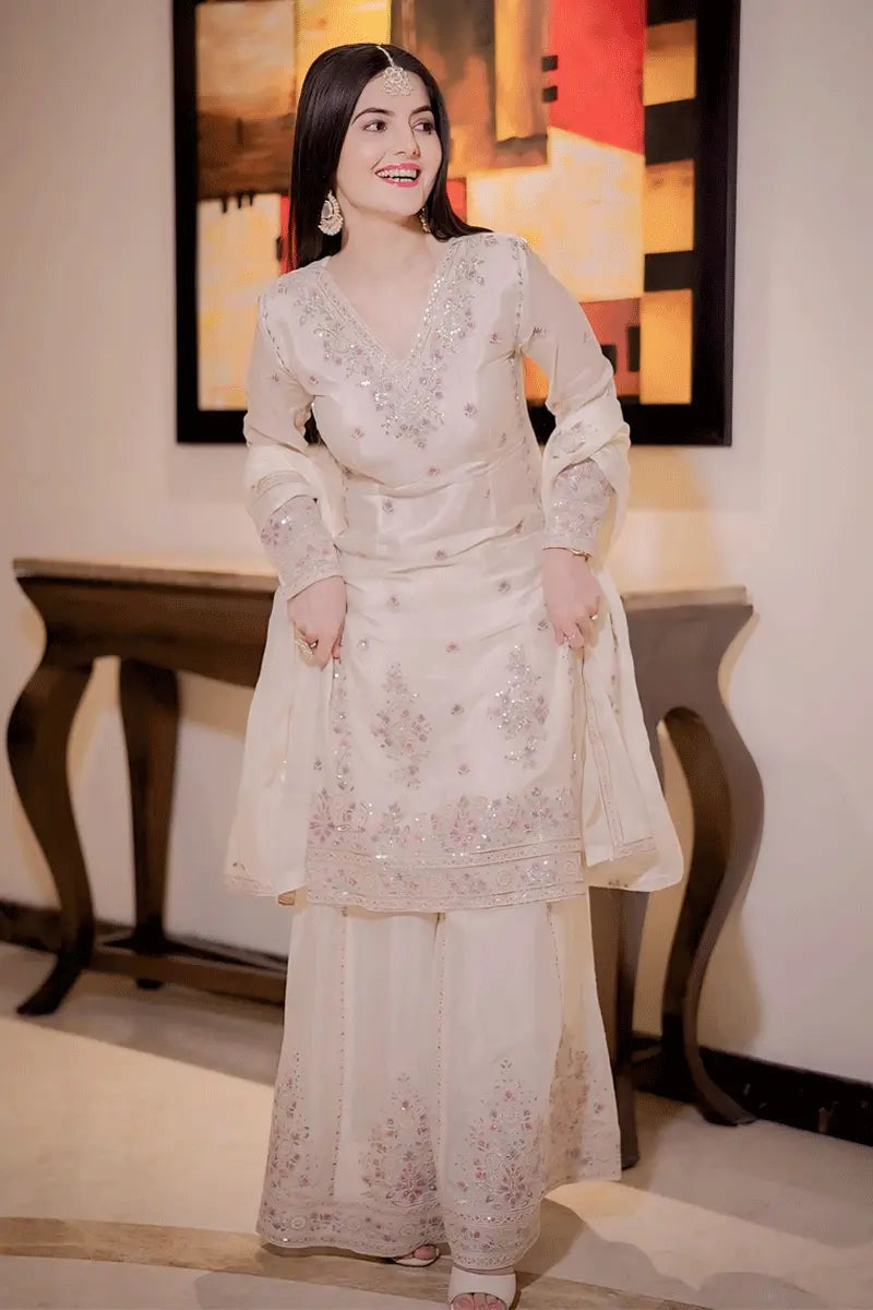 White Color Sharara Dress Online Shopping