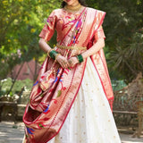 Jacquard Fabric Half Saree Collection In Marathi Look