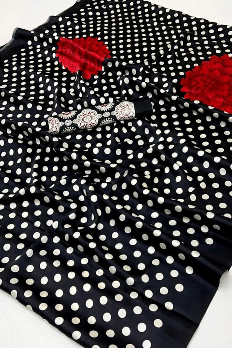 White Doted Design Saree 