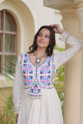 White Garba Night Gown For Women