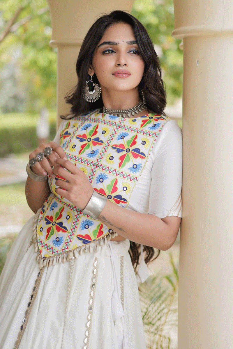 White Lehenga Choli For Raas Night