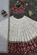 White and Maroon Lehenga for Sister's Wedding