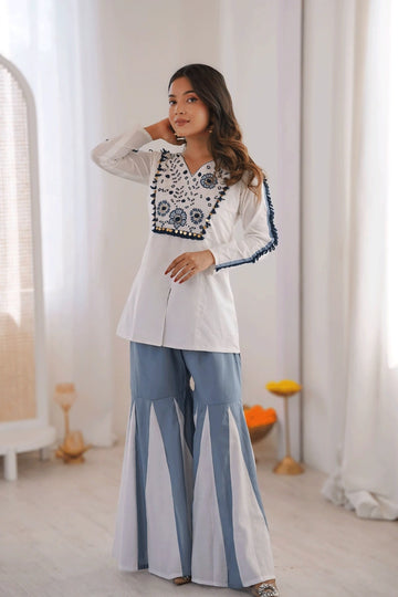 White short kurti palazzo set