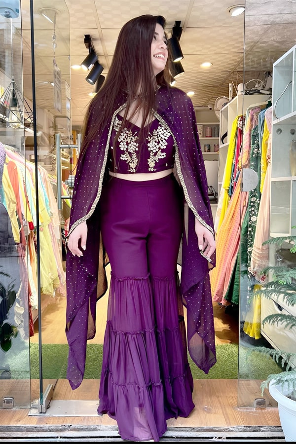 Crop Top With Sharara For Girls 2023 - Anaya Designer Studio