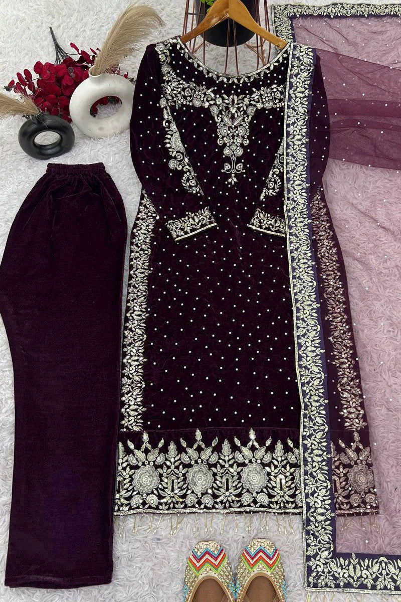 Winter Special Velvet Suit for Party


