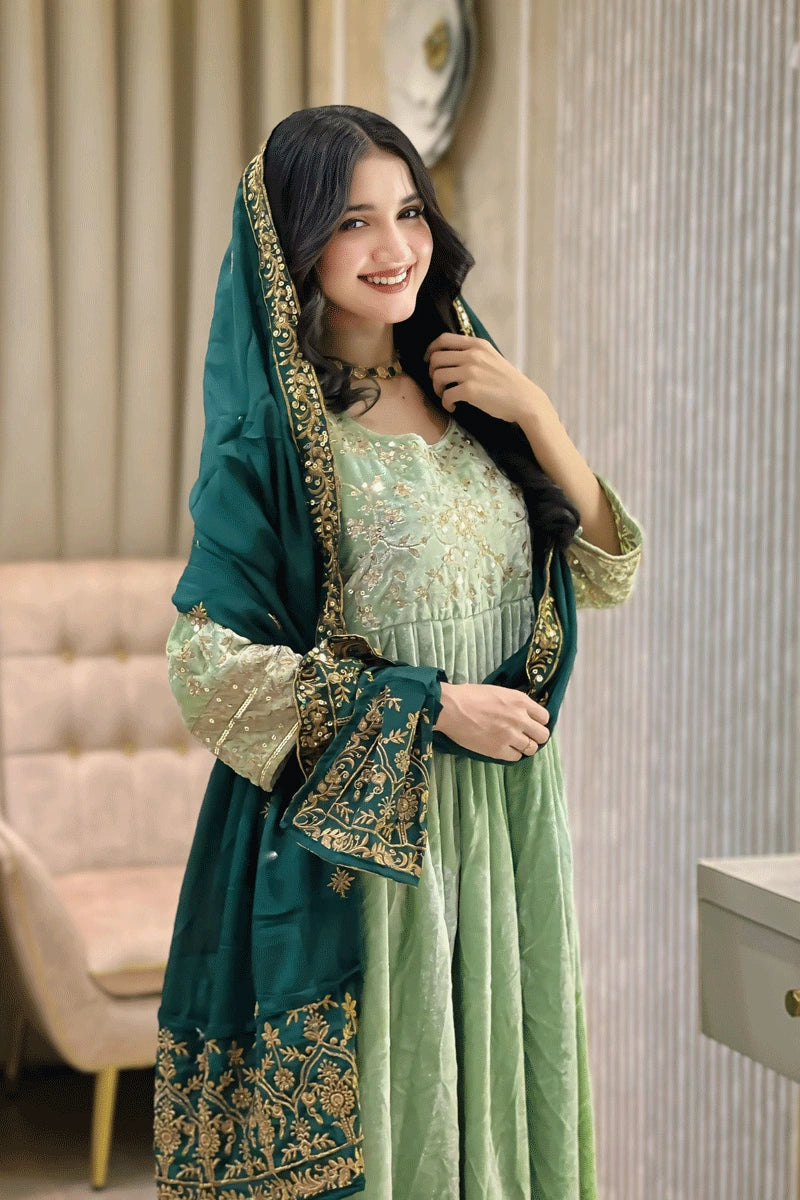 Light Green Velvet Gown