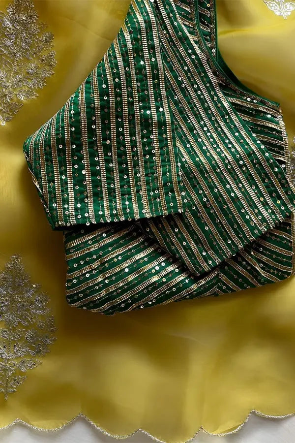 Organza Silk Saree For Haldi Ceremony - Anaya Designer Studio