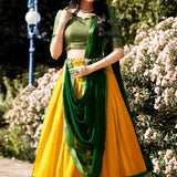 Yellow And Green Half Saree Online Shopping