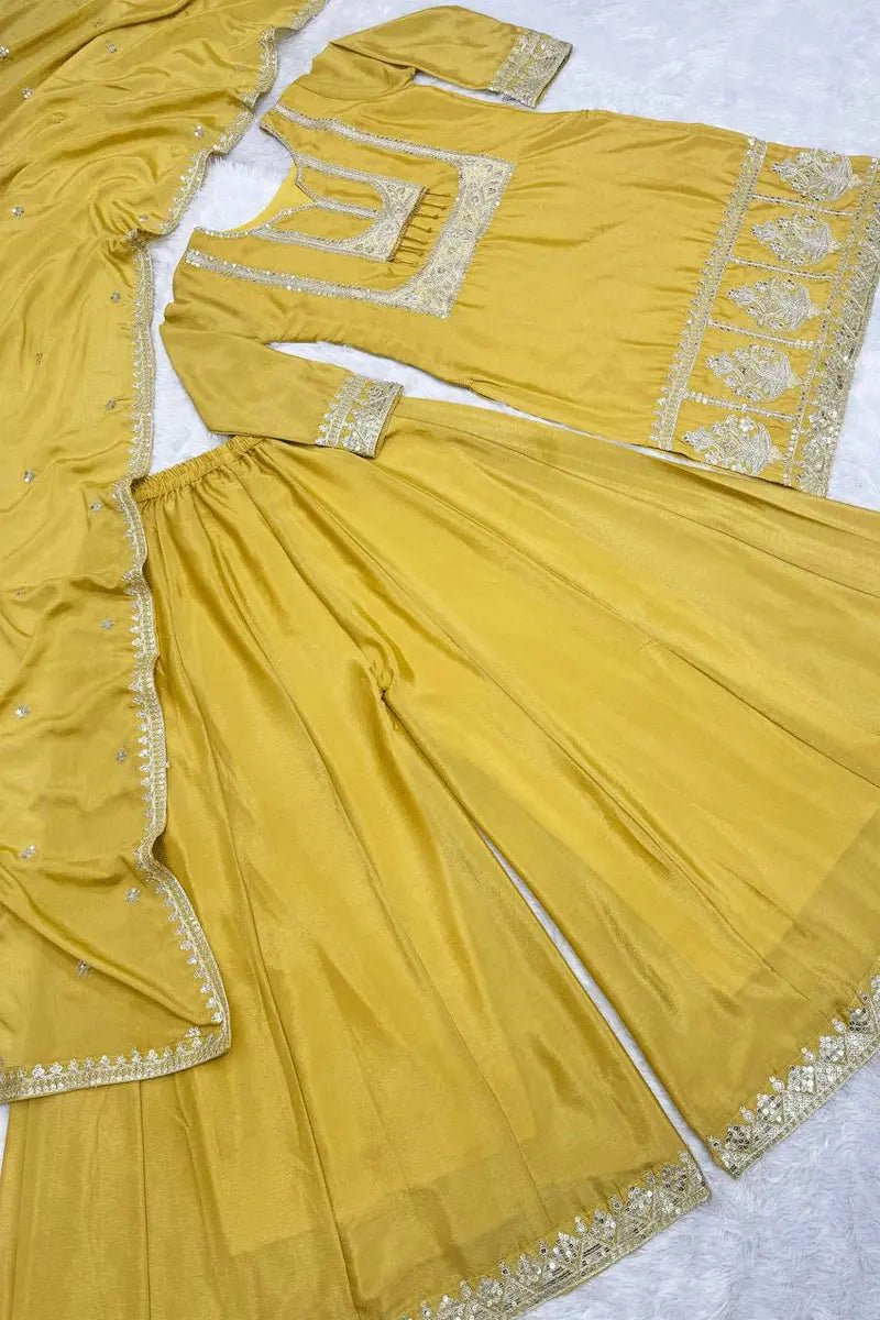 Yellow Color Ready To Wear Sharara Dress