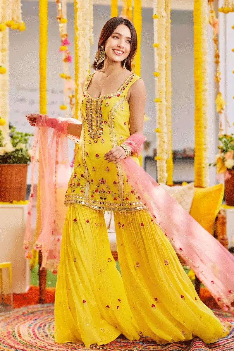 yellow dress for haldi Captivating Designer Ready To Wear Gown Your outfit will be custom Trending Haldi Dresses for Women: