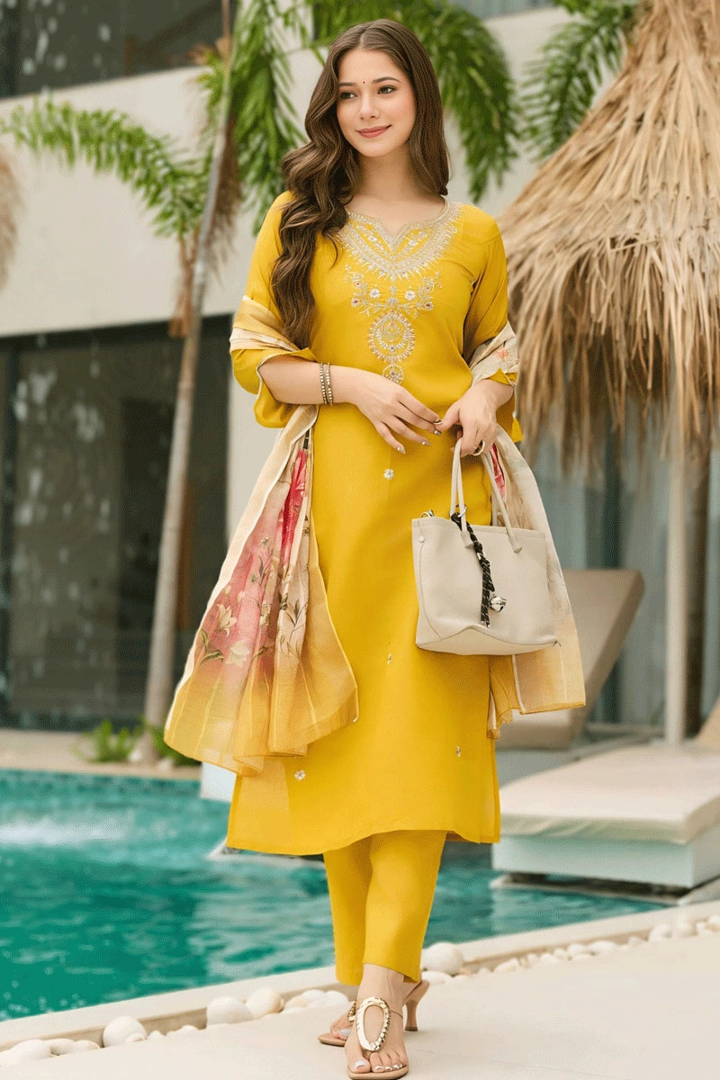 Yellow straight kurti