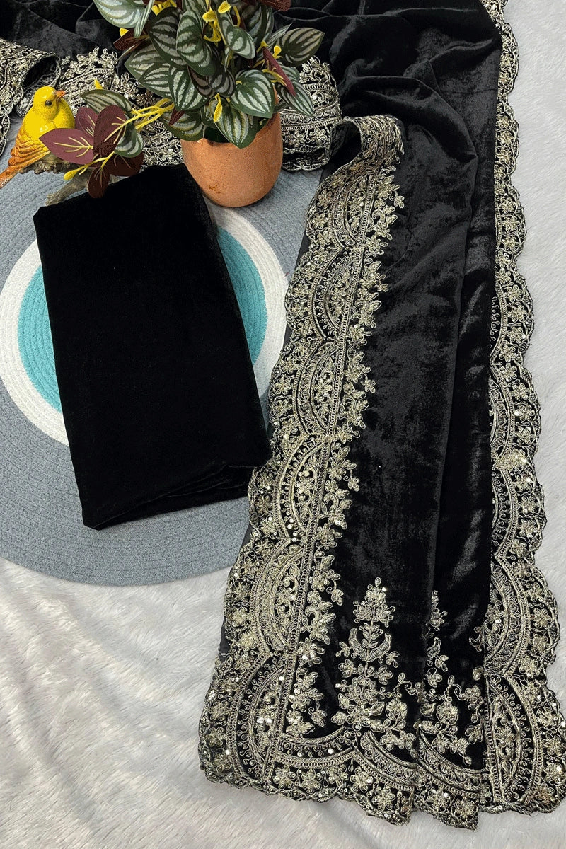 Zari Sequence Work Saree 