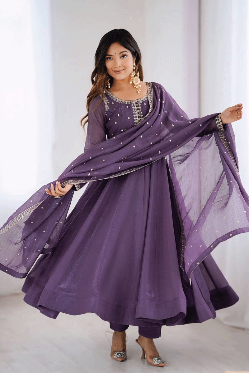 Purple Anarkali Suit