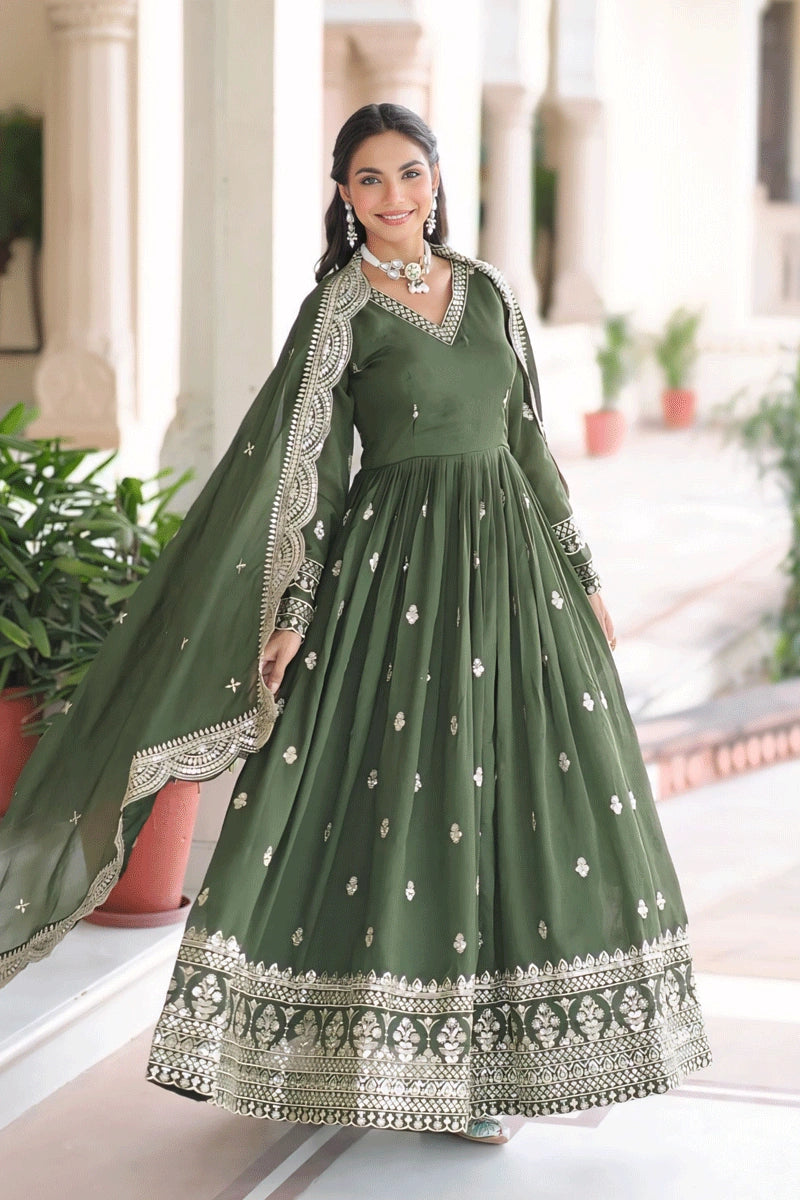 Mehendi function ethnic gown
