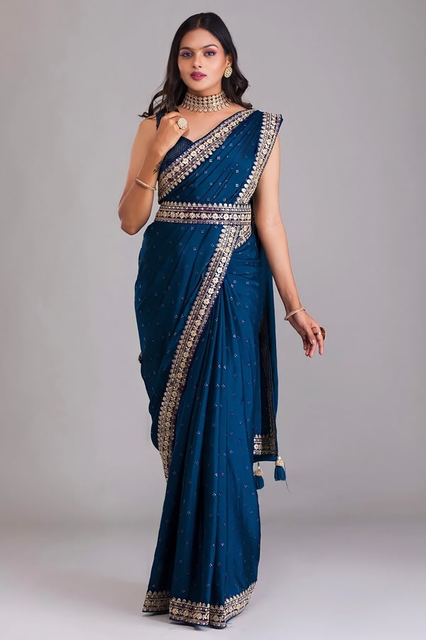 Designer Silk Saree With Belt For Women - Anaya Designer Studio