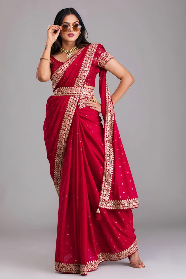 Designer Zomato Silk Saree With Designer Waist Belt - Anaya Designer Studio