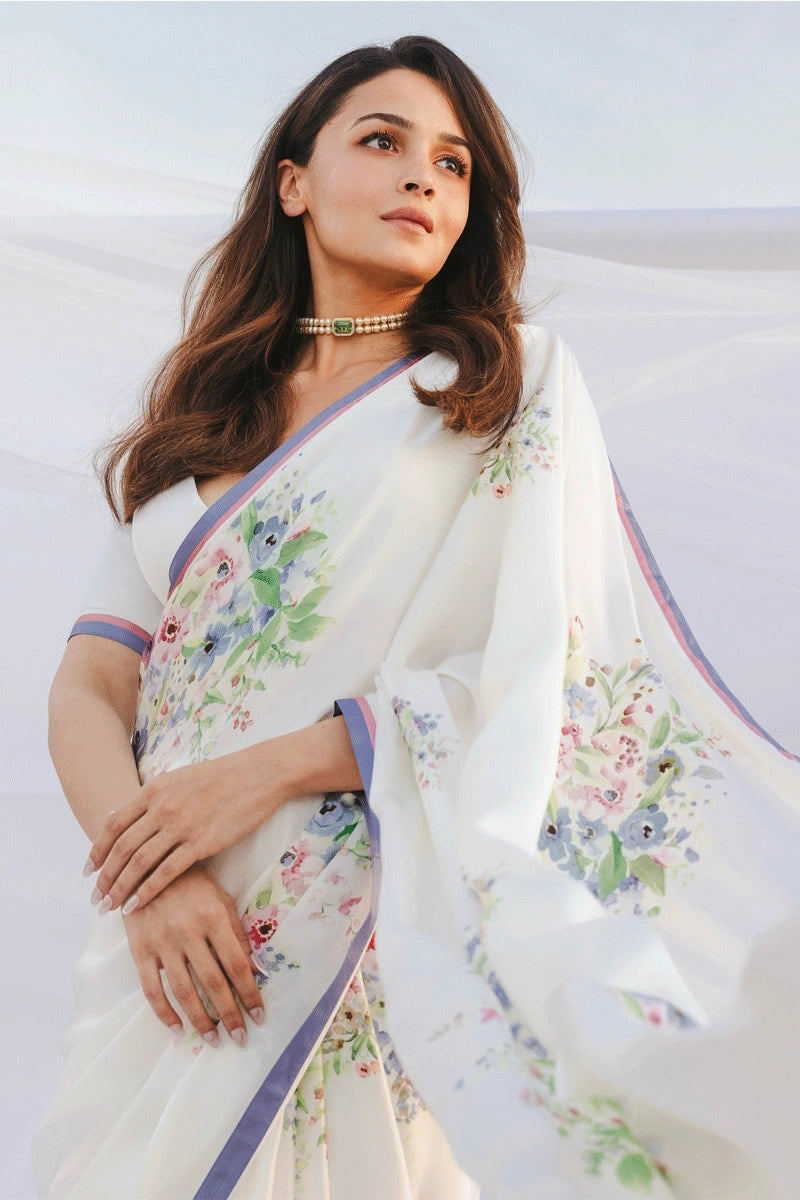 alia bhatt white saree