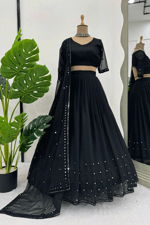 heavy flair real mirror black chaniya choli for garba