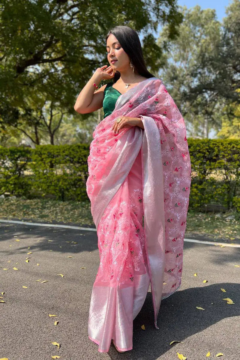 baby pink saree for girls